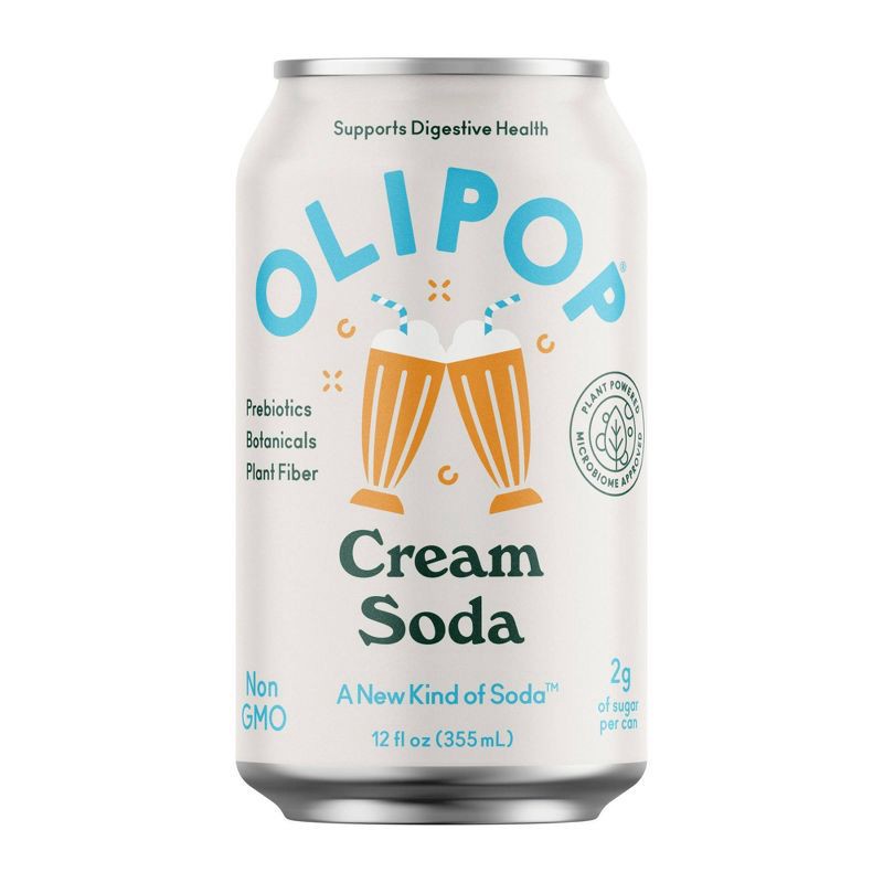 slide 1 of 7, OLIPOP Cream Soda Soda - 12 fl oz can, 12 fl oz