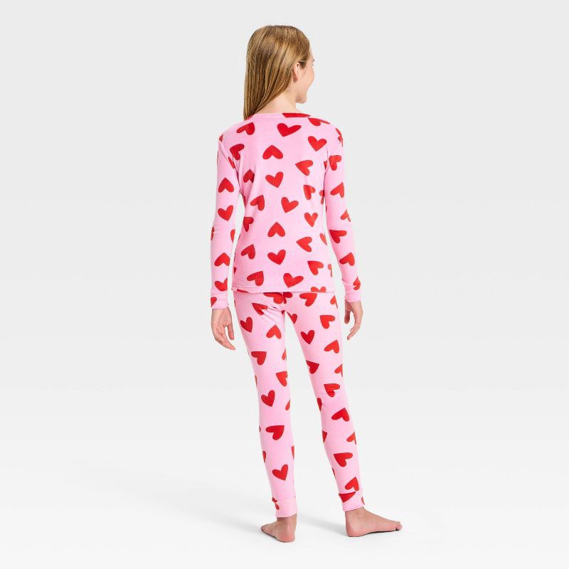 slide 2 of 4, Kids' Valentine's Day 'Hearts' Snuggly Soft Pajama Set - Cat & Jack™ Pink 4, 1 ct
