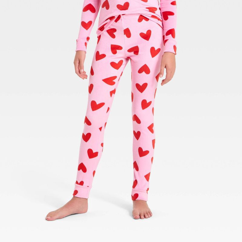 slide 4 of 4, Kids' Valentine's Day 'Hearts' Snuggly Soft Pajama Set - Cat & Jack™ Pink 6, 1 ct