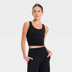 Women's Everyday Soft Lace Trim Racerback Tank Top - All In Motion™ Black S