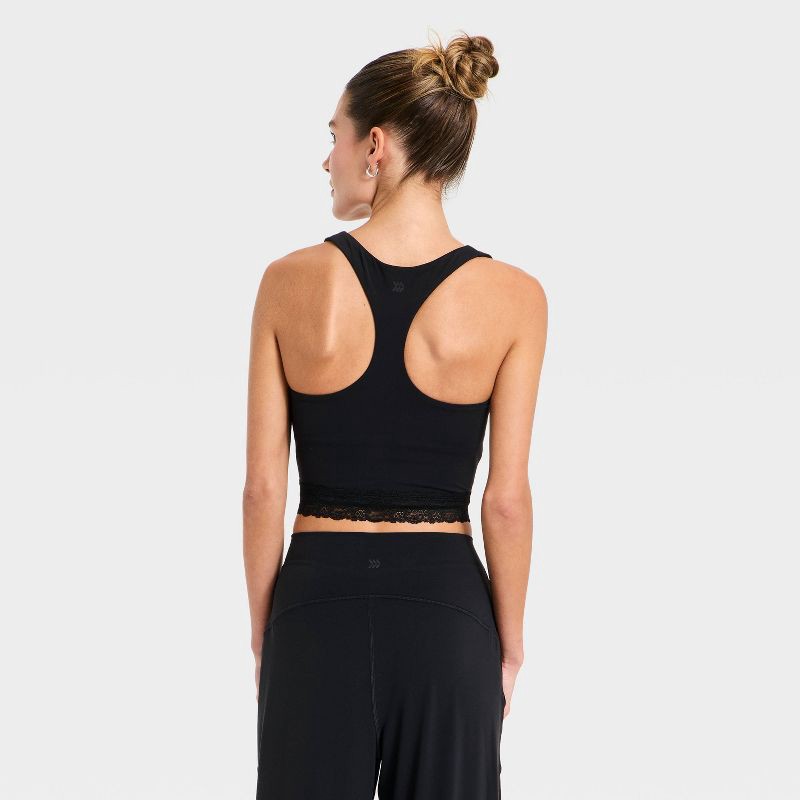 slide 3 of 3, Women's Everyday Soft Lace Trim Racerback Tank Top - All In Motion™ Black M, 1 ct