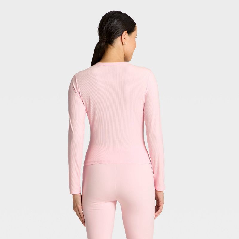 slide 2 of 5, Women's Modal Ribbed Long Sleeve Top - All In Motion™ Pink S, 1 ct