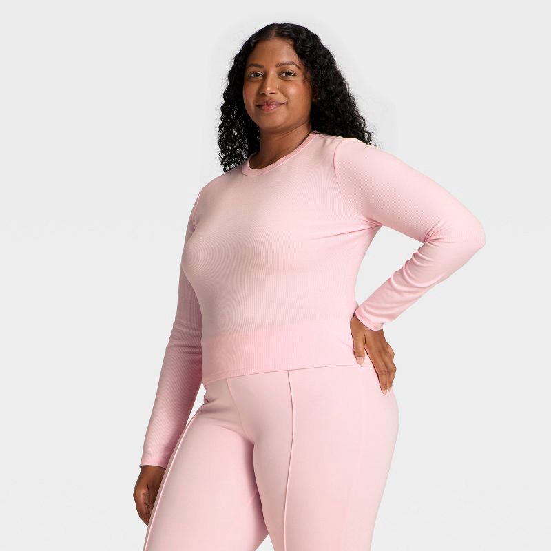 slide 4 of 5, Women's Modal Ribbed Long Sleeve Top - All In Motion™ Pink XL, 1 ct