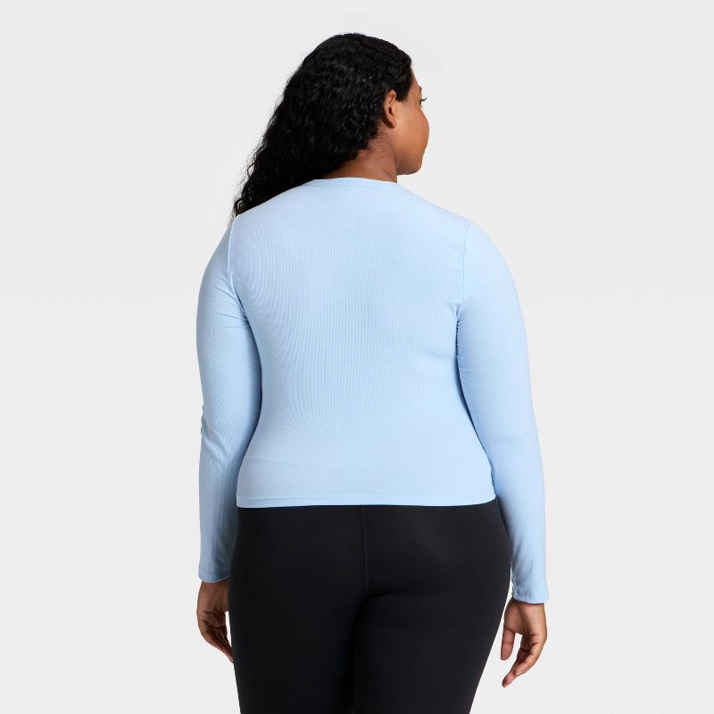 slide 5 of 5, Women's Modal Ribbed Long Sleeve Top - All In Motion™ Blue S, 1 ct