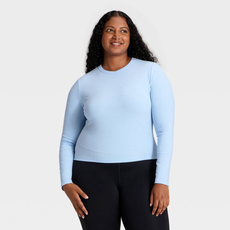slide 4 of 5, Women's Modal Ribbed Long Sleeve Top - All In Motion™ Blue XXL, 1 ct