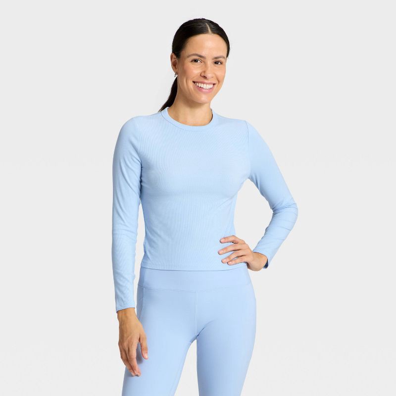 slide 1 of 5, Women's Modal Ribbed Long Sleeve Top - All In Motion™ Blue XXL, 1 ct