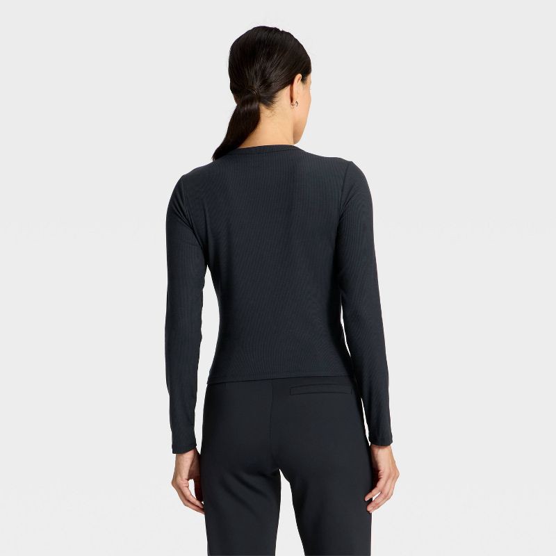 slide 2 of 5, Women's Modal Ribbed Long Sleeve Top - All In Motion™ Black XXL, 1 ct