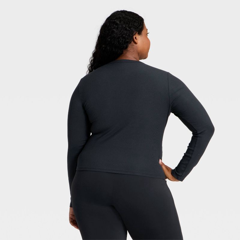slide 5 of 5, Women's Modal Ribbed Long Sleeve Top - All In Motion™ Black XXL, 1 ct
