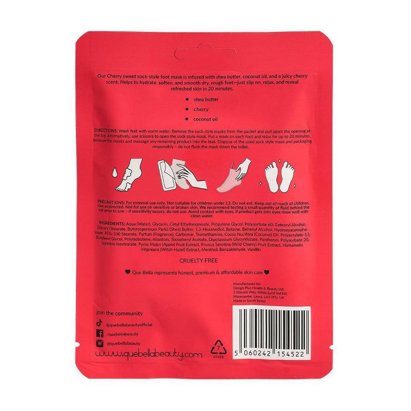 slide 3 of 3, Que Bella You're Cherry Sweet Foot Mask, 1 ct