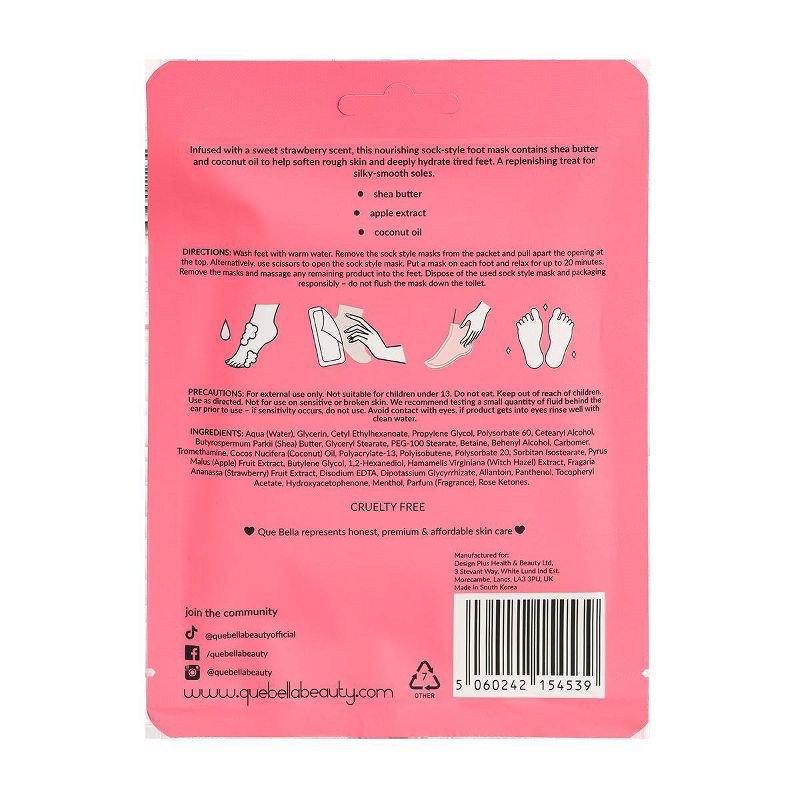 slide 3 of 3, Que Bella You're Berry Cute Strawberry Foot Mask, 1 ct