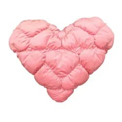 Mingled Threads Puffy Heart Shape Throw Pillow Pink