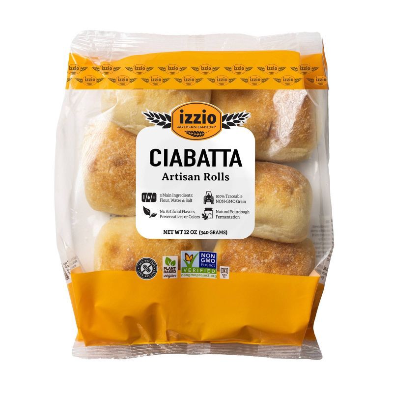slide 1 of 5, Izzio Artisan Bakery Ciabatta Rolls - 12oz/6ct, 6 ct; 12 oz
