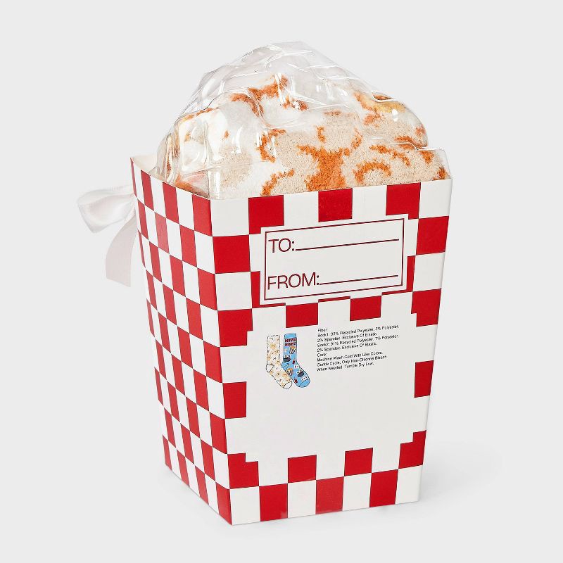 slide 4 of 4, Women's Popcorn Christmas 2pk Cozy Crew Socks - Ivory/Yellow/Blue 4-10, 2 ct