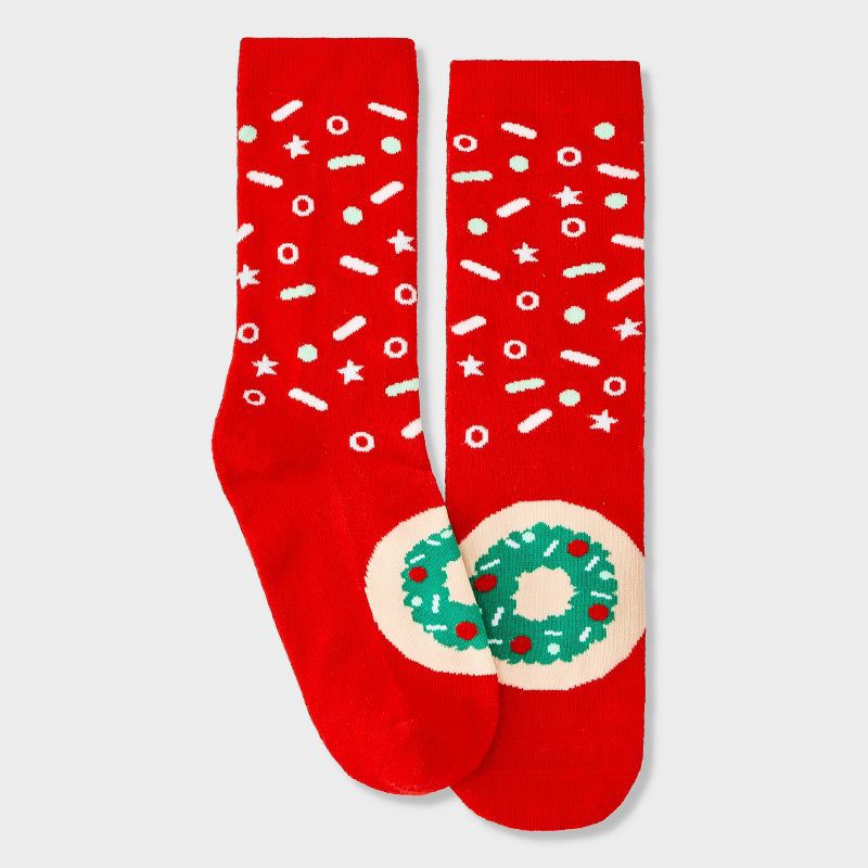 slide 2 of 4, Women's Sugar Cookie Christmas Crew Socks - Red 4-10, 1 ct