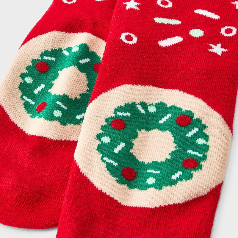 slide 3 of 4, Women's Sugar Cookie Christmas Crew Socks - Red 4-10, 1 ct