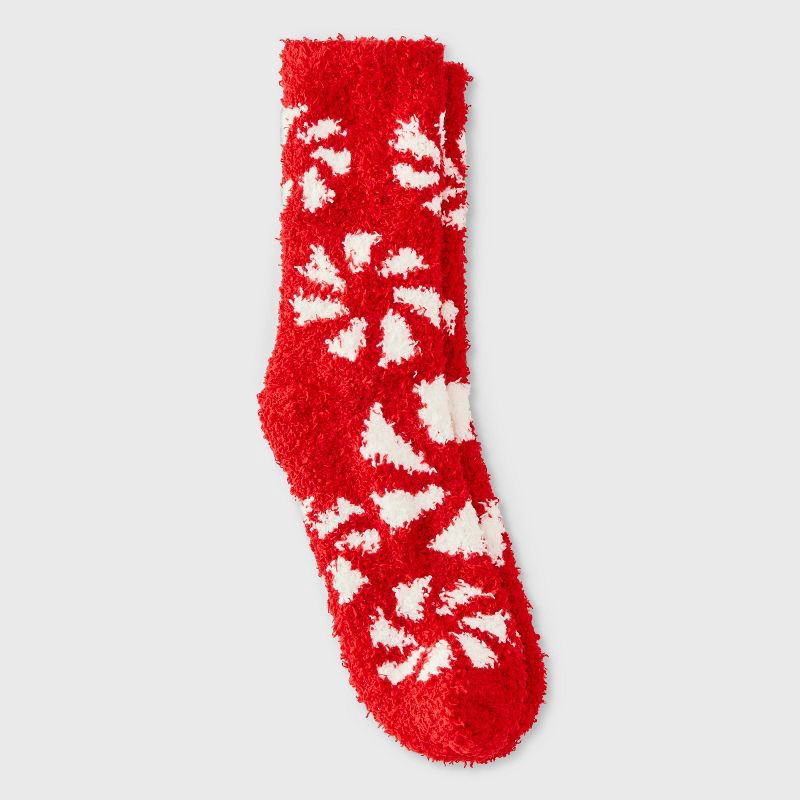 slide 2 of 3, Women's Peppermint Christmas Cozy Crew Socks - Red/White 4-10, 1 ct