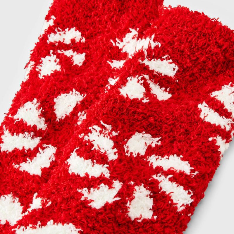 slide 3 of 3, Women's Peppermint Christmas Cozy Crew Socks - Red/White 4-10, 1 ct