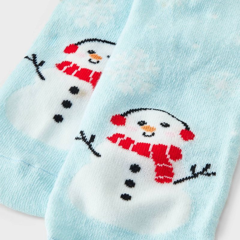 slide 3 of 3, Kid's 'Let It Snow' Snowman Christmas Crew Socks - Light Blue/White/Red 2-5, 1 ct