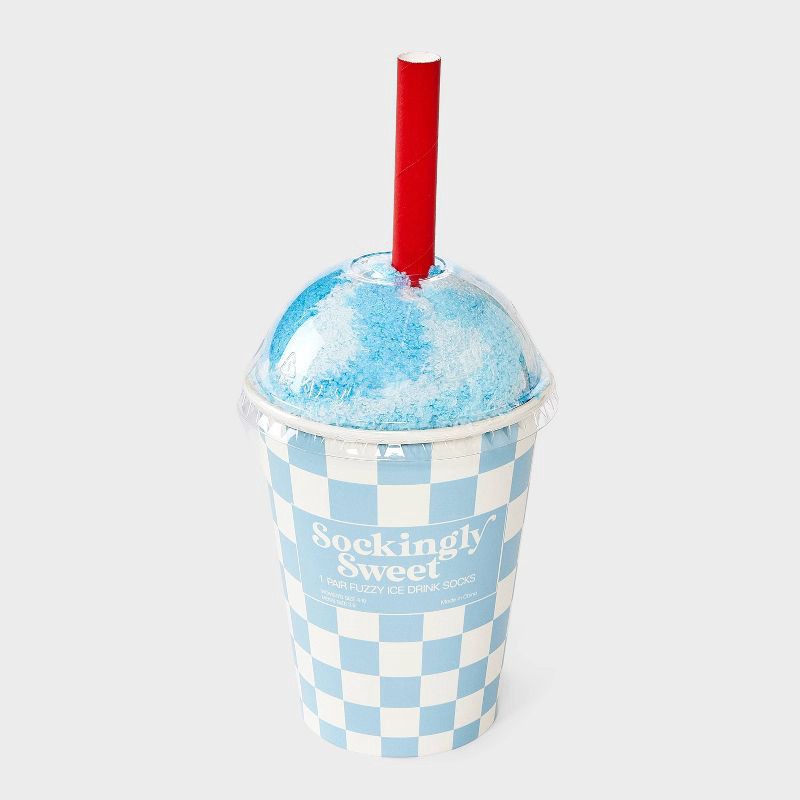 slide 1 of 4, Women's Ice Drink Christmas Cozy Crew Socks - Blue 4-10, 1 ct