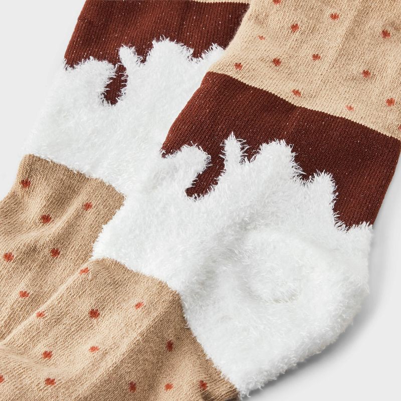 slide 3 of 4, Women's S'mores Christmas Crew Socks - Beige/White 4-10, 1 ct