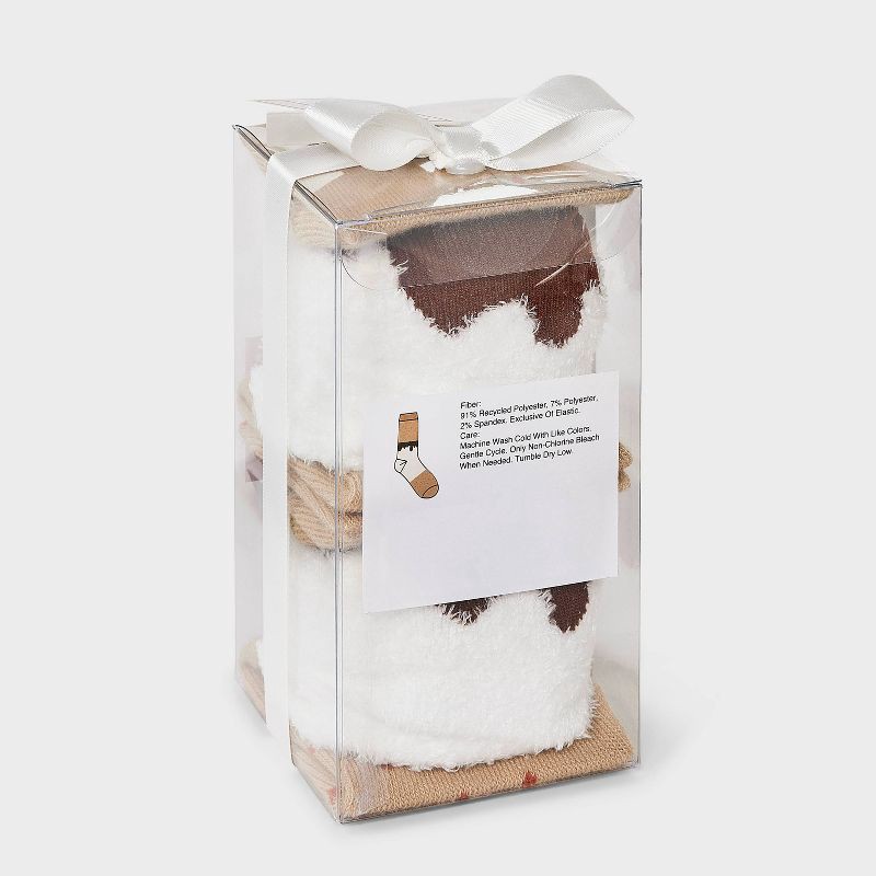 slide 4 of 4, Women's S'mores Christmas Crew Socks - Beige/White 4-10, 1 ct