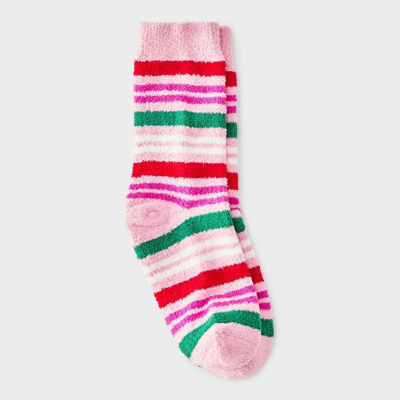 slide 2 of 3, Women's Lollipop Christmas Cozy Crew Socks - Pink 4-10, 1 ct