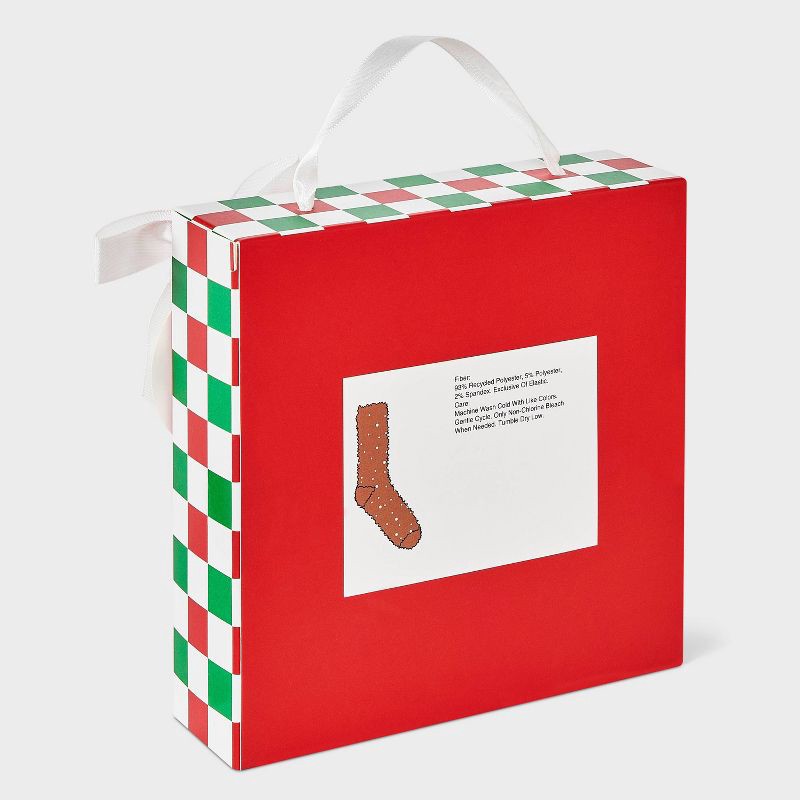 slide 4 of 4, Women's Pretzel Christmas Cozy Crew Socks - Brown/White 4-10, 1 ct