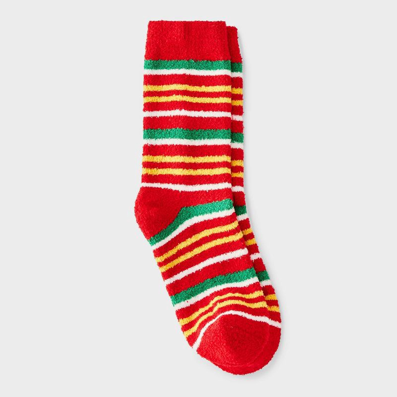 slide 2 of 3, Women's Lollipop Christmas Cozy Crew Socks - Red 4-10, 1 ct