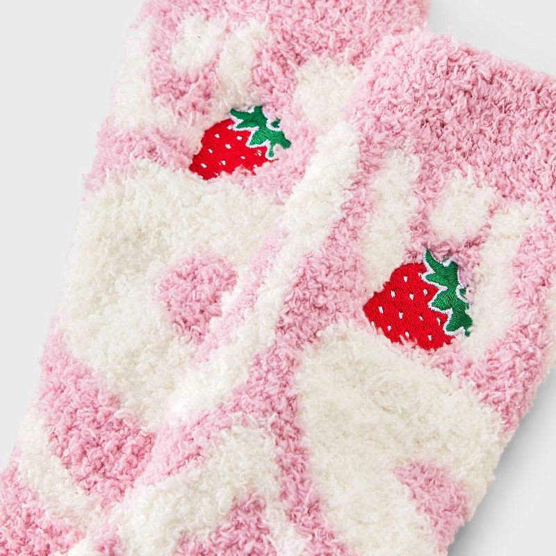 slide 3 of 4, Women's Milkshake Christmas Cozy Crew Socks - Pink/White 4-10, 1 ct