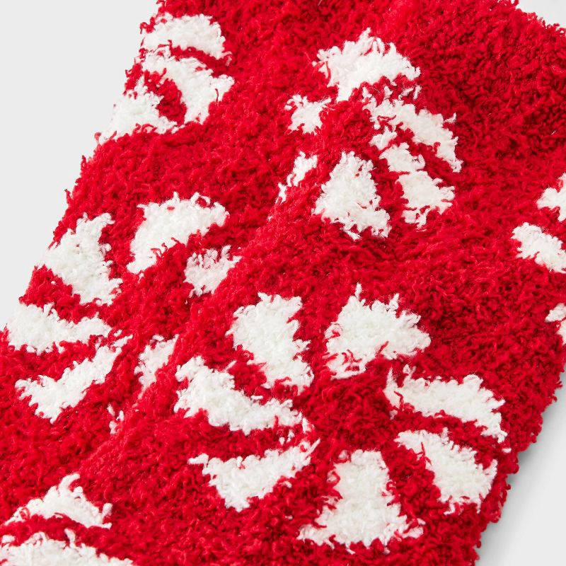 slide 3 of 3, Kid's Peppermint Christmas Cozy Crew Socks - Red/White 2-5, 1 ct