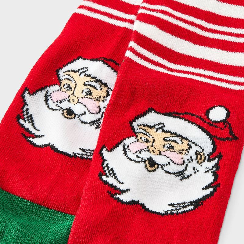 slide 3 of 3, Women's Santa Striped Christmas Crew Socks - Red/Ivory/Green 4-10, 1 ct