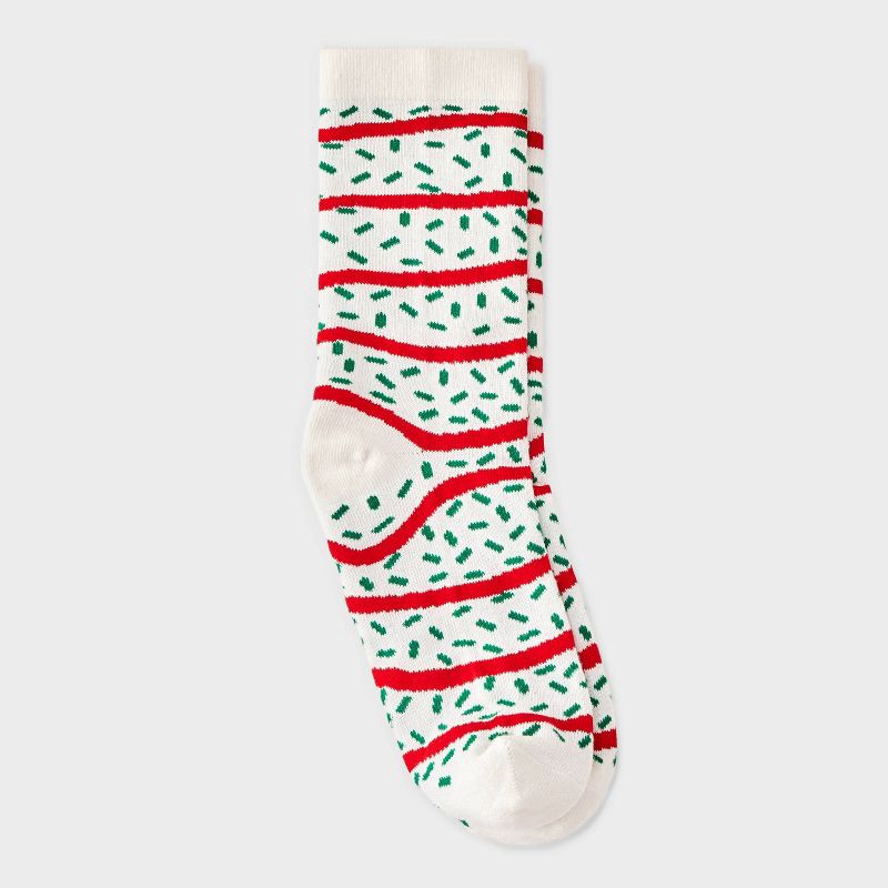 slide 2 of 4, Women's Christmas Tree Cake Crew Socks - White/Red/Green 4-10, 1 ct
