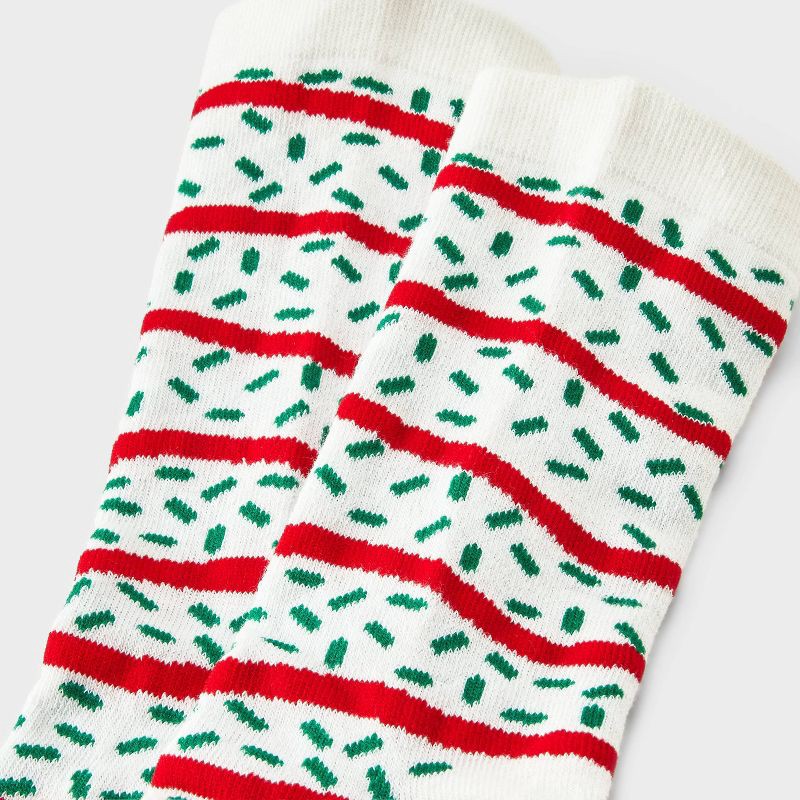 slide 3 of 4, Women's Christmas Tree Cake Crew Socks - White/Red/Green 4-10, 1 ct