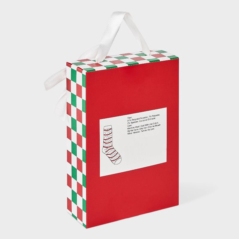 slide 4 of 4, Women's Christmas Tree Cake Crew Socks - White/Red/Green 4-10, 1 ct