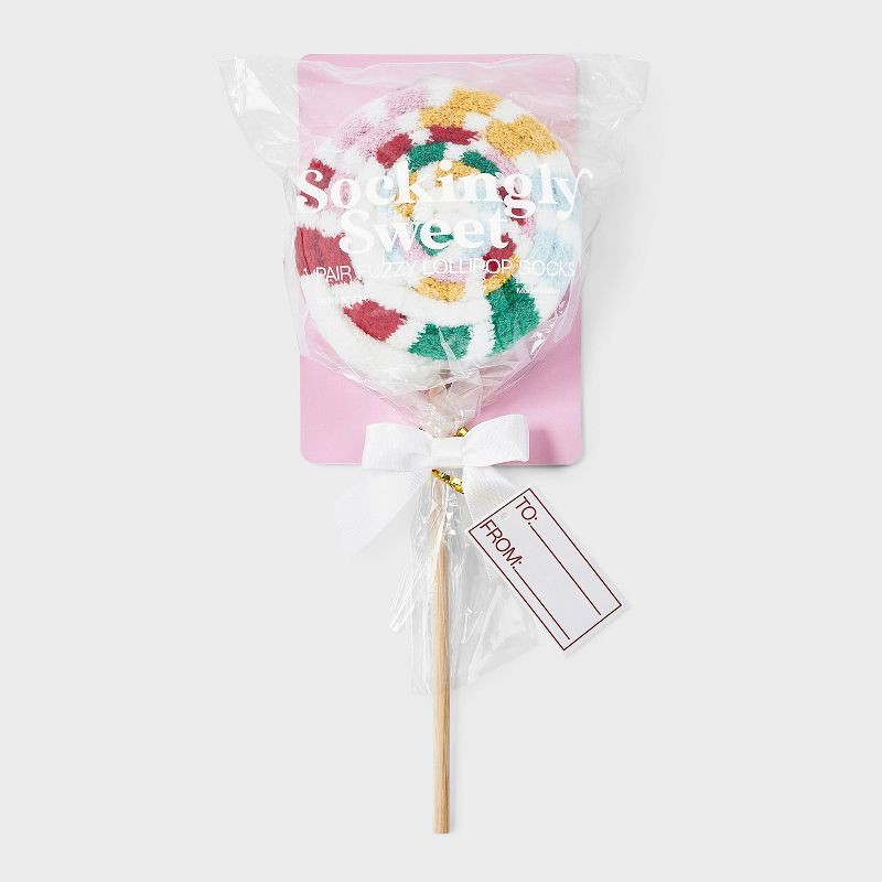 slide 1 of 3, Women's Lollipop Christmas Cozy Crew Socks - White 4-10, 1 ct