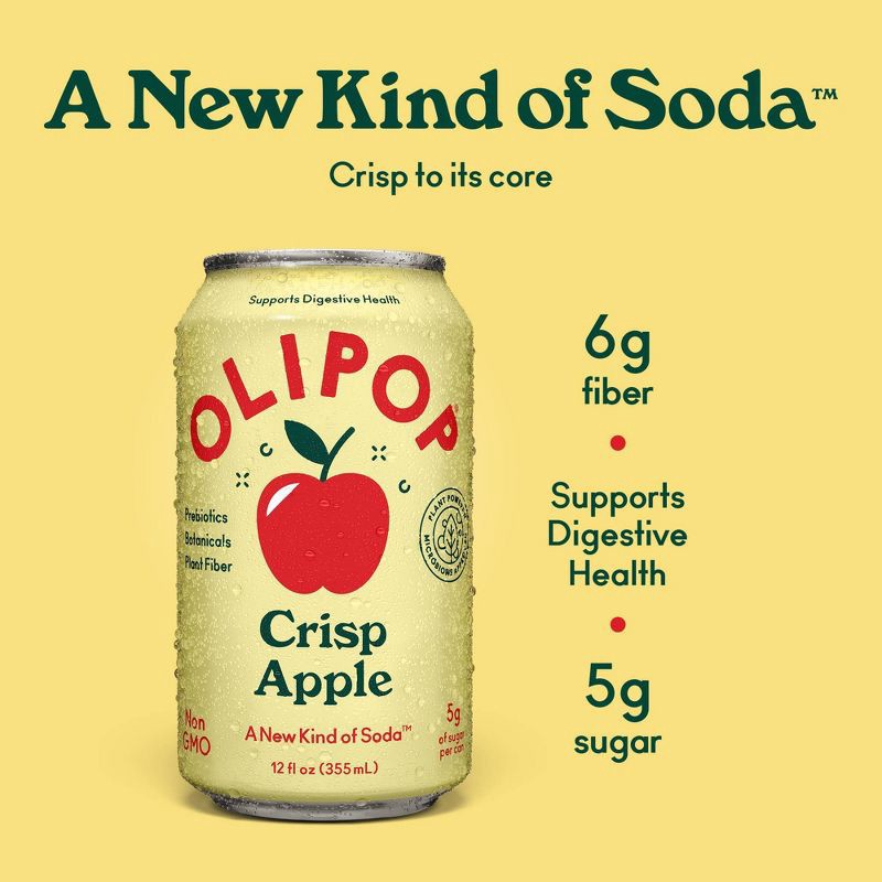 slide 2 of 7, OLIPOP Crisp Apple Soda - 4ct/12 fl oz Cans, 4 ct; 12 fl oz