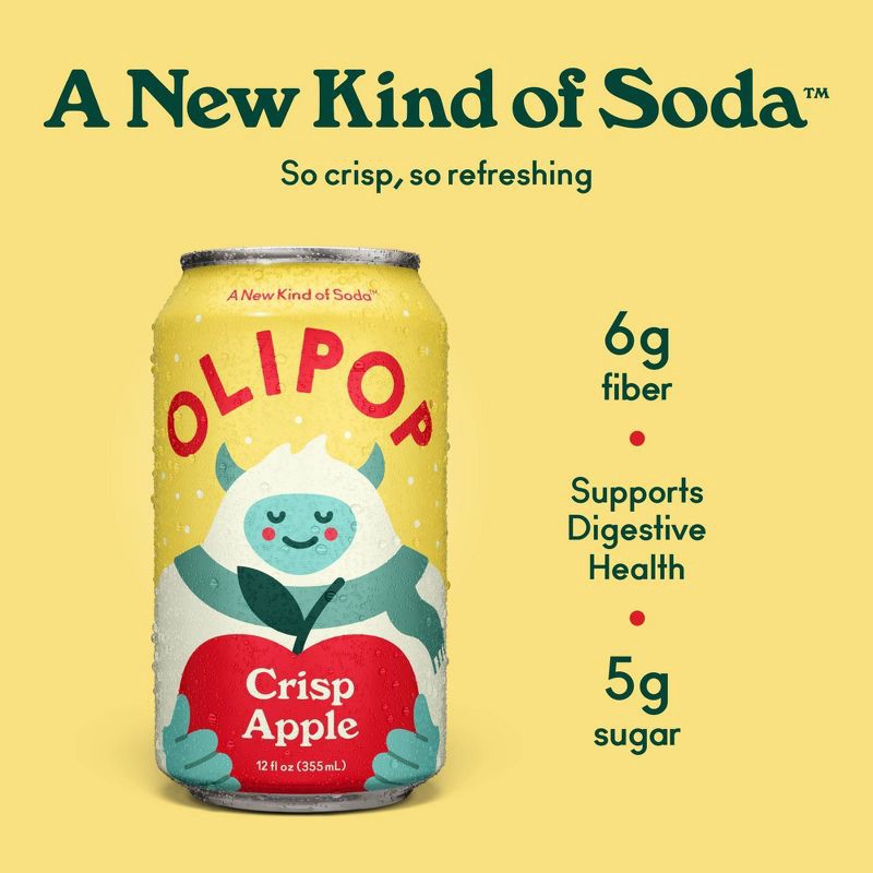 slide 5 of 7, OLIPOP Crisp Apple Soda - 4ct/12 fl oz Cans, 4 ct; 12 fl oz