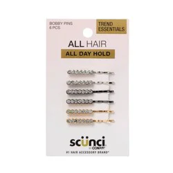 scunci scünci Mini Metal Rhinestone Bobby Pins - All Hair - 6pcs: Hair Styling, Nylon Material