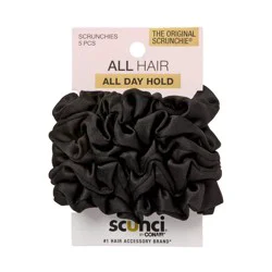 scunci scünci Mini Satin Scrunchies - Black - All Hair - 5pcs: Hair Styling, Securing Hair, Elastic