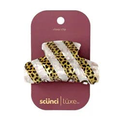 scunci scünci | lüxe Acrylic Stripe Claw Clip - Pearly Ivory & Speckled Tort: Hair Styling, Securing Hair, All Hair Types