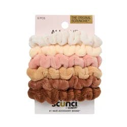 scunci scünci Mini Plush Scrunchies - Neutrals - All Hair - 6pcs: Hair Styling, Elastic, Polyester