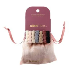 scunci scünci | lüxe Soft Mini Textured Ponytailers with Storage Bag - Fine Hair - 40pcs: Hair Styling, Elastic, All Hair Types