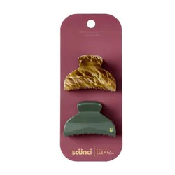 scunci scünci | lüxe No-Slip Grip Mini Classic Claw Clips - Tort & Deep Green - 2pcs: Hair Styling for All Hair Types