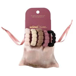 scunci scünci | lüxe Soft Textured Ponytailers with Storage Bag - All Hair - 24pcs