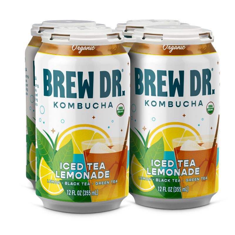 slide 1 of 4, Brew Dr. Kombucha Brew Dr. Ice Tea Lemonade Kombucha - 4pk/12 fl oz, 4 ct; 12 fl oz