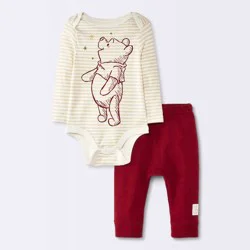 Baby Winnie the Pooh 2pc Bodysuit & Pants Set - Cloud Island™ Cream Newborn