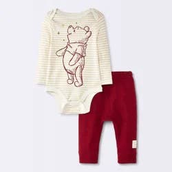 Baby Winnie the Pooh 2pc Bodysuit & Pants Set - Cloud Island™ Cream Newborn