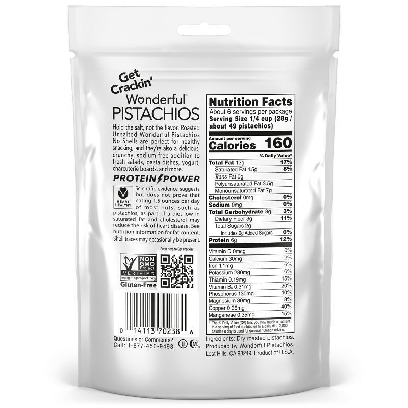 slide 5 of 6, Wonderful No Shell Unsalted Pistachios - 6oz, 6 oz