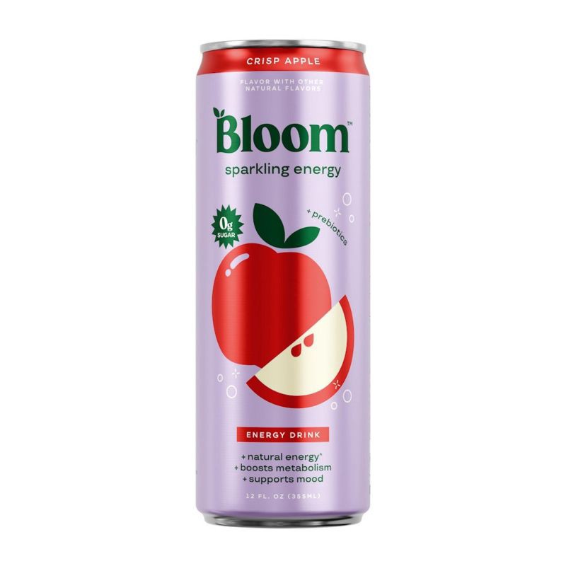 slide 1 of 10, BLOOM NUTRITION Sparkling Energy Drink - Crisp Apple - 12 fl oz Can, 12 fl oz
