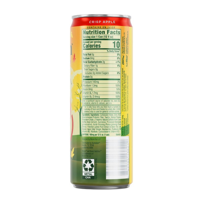 slide 10 of 11, BLOOM NUTRITION Bloom Crisp Apple Energy Drink - 12 fl oz Can, 12 fl oz